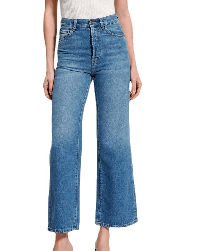 Sofia | Retro Hög Midja Cropped Jeans Dam 0