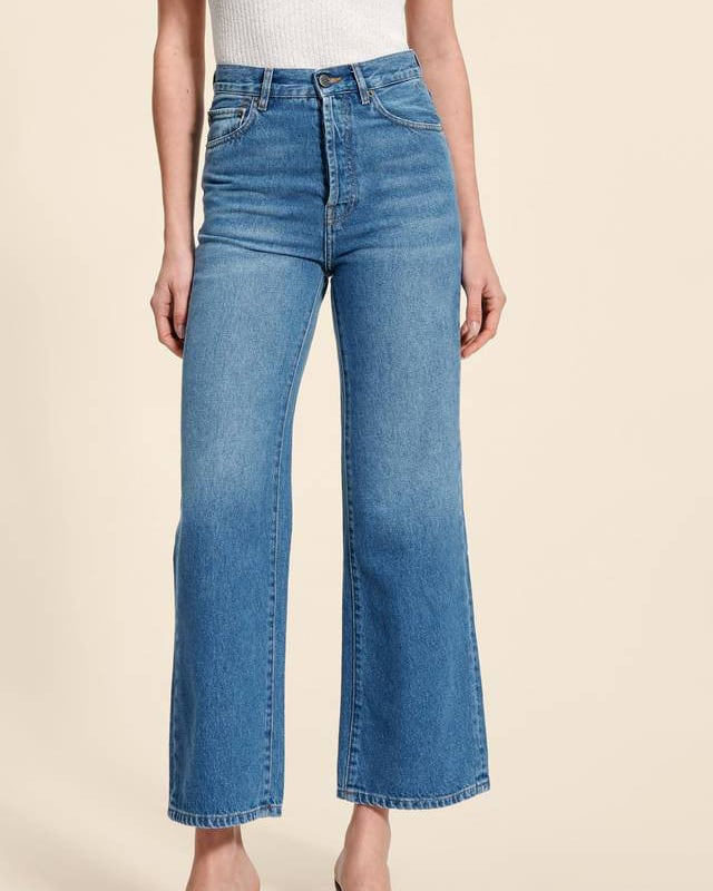 Sofia | Retro Hög Midja Cropped Jeans Dam 1