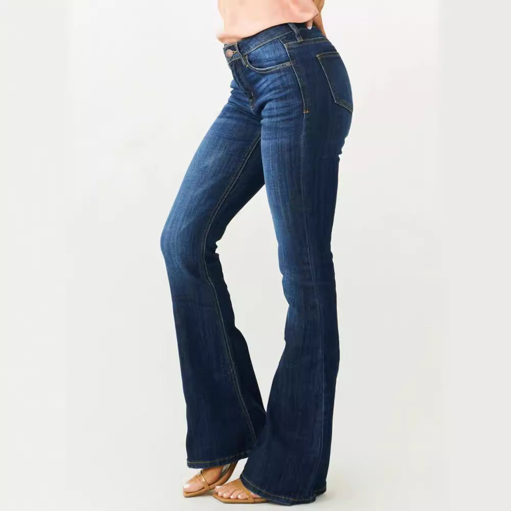Sofia | Slitna Bootcut Jeans Dam med Medelhög Midja 2