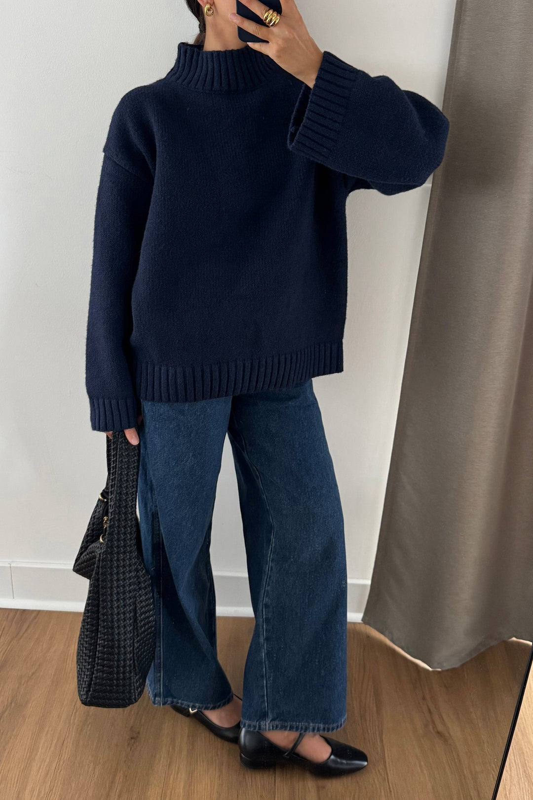 Sofia | Stickad Hög Krage Tröja med Ribbade Detaljer 3