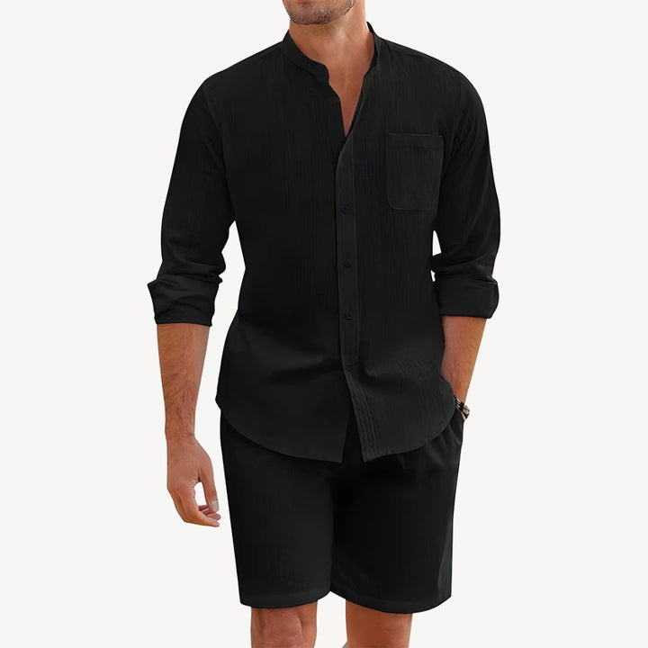 Sommarset för Män | Tvådelat Set med Skjorta och Shorts | Lättviktig Design för Avslappnad Komfort 1