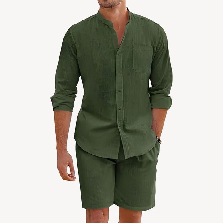 Sommarset för Män | Tvådelat Set med Skjorta och Shorts | Lättviktig Design för Avslappnad Komfort 3