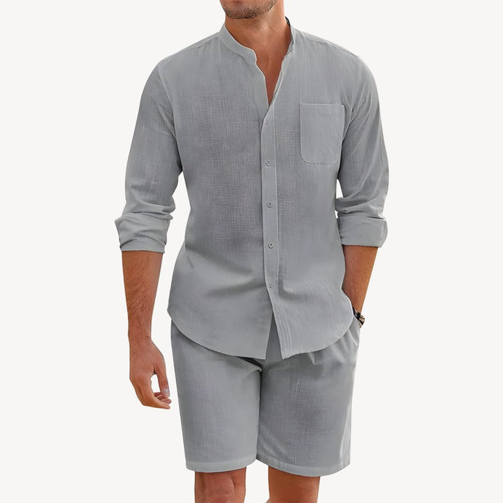 Sommarset för Män | Tvådelat Set med Skjorta och Shorts | Lättviktig Design för Avslappnad Komfort 4
