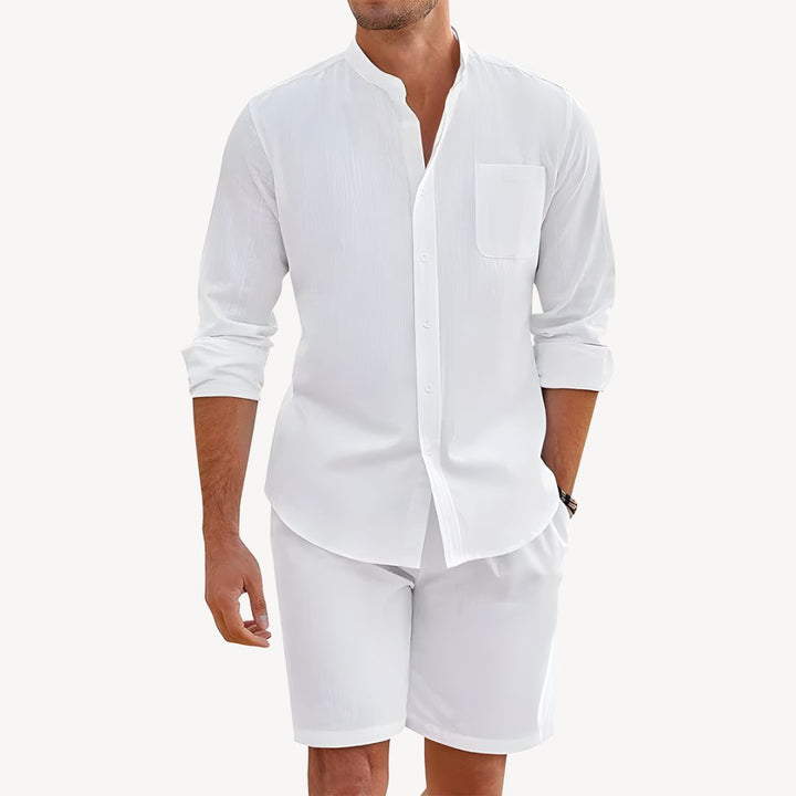Sommarset för Män | Tvådelat Set med Skjorta och Shorts | Lättviktig Design för Avslappnad Komfort 5
