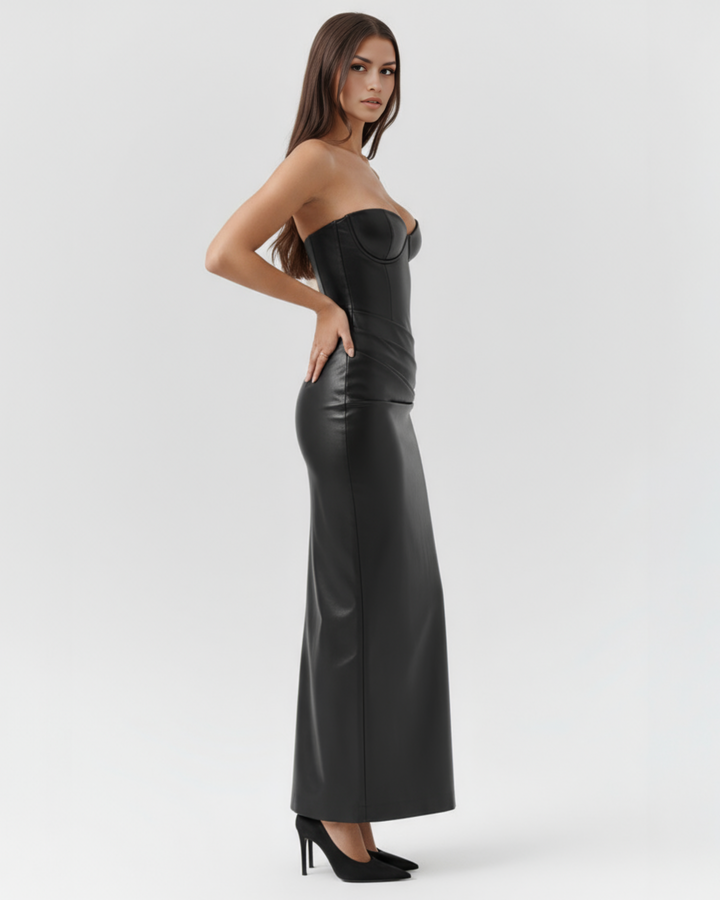 Sophia | Elegant Axelbandslös Midi Klänning 5