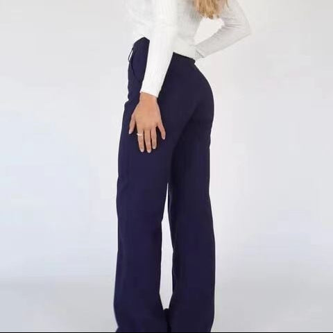 Sophia | Elegant Hög Midja Raka Ben Dambyxor 9