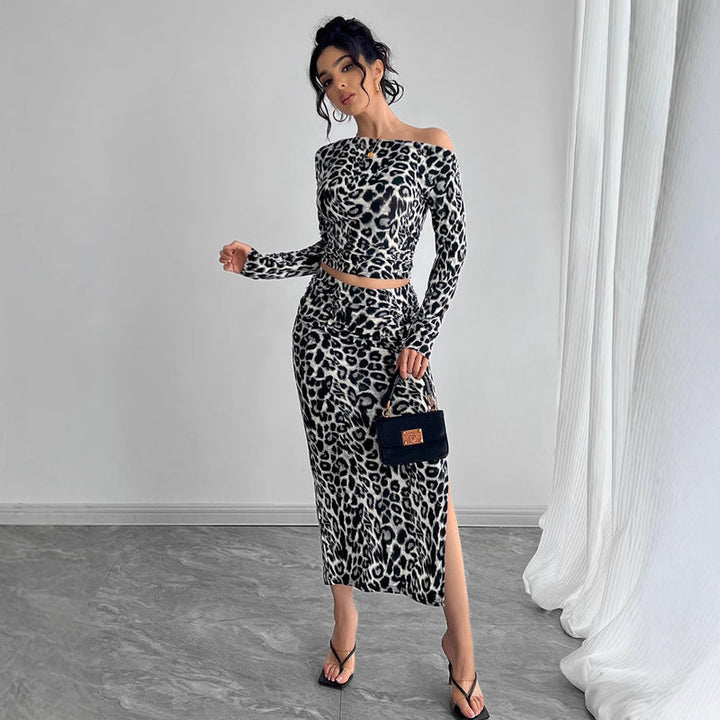 Sophia | Elegant Leopardmönstrad Maxiklänning Dam med Överlägg 2