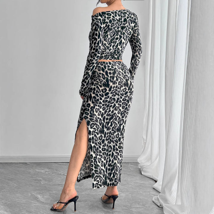 Sophia | Elegant Leopardmönstrad Maxiklänning Dam med Överlägg 3