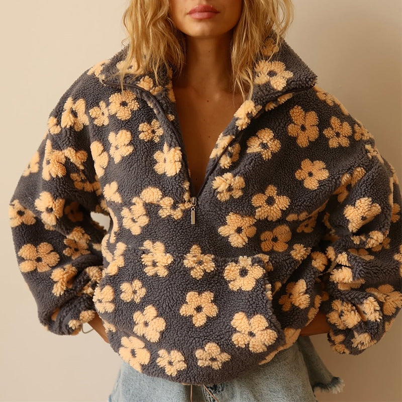 Sophia | Mjuk Blommönstrad Fleecepullover för Hösten 0