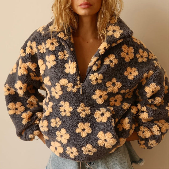 Sophia | Mjuk Blommönstrad Fleecepullover för Hösten 0