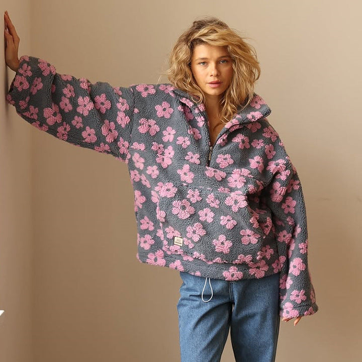 Sophia | Mjuk Blommönstrad Fleecepullover för Hösten 1