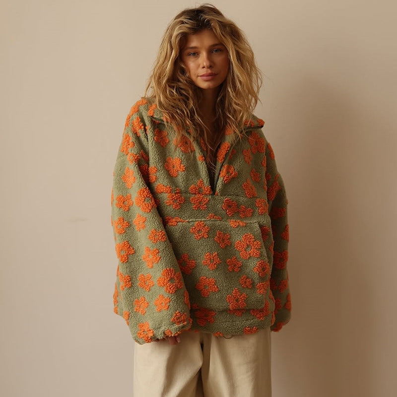 Sophia | Mjuk Blommönstrad Fleecepullover för Hösten 2
