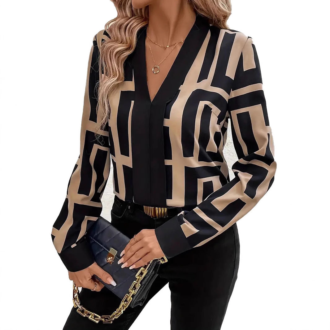 Sophia | Modern Slim Fit Topp med Geometriskt Mönster 1