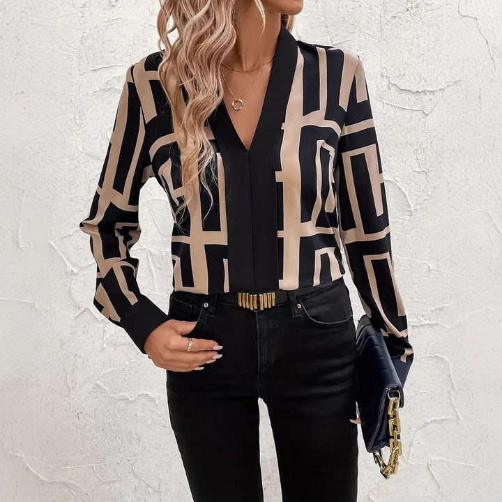Sophia | Modern Slim Fit Topp med Geometriskt Mönster 2
