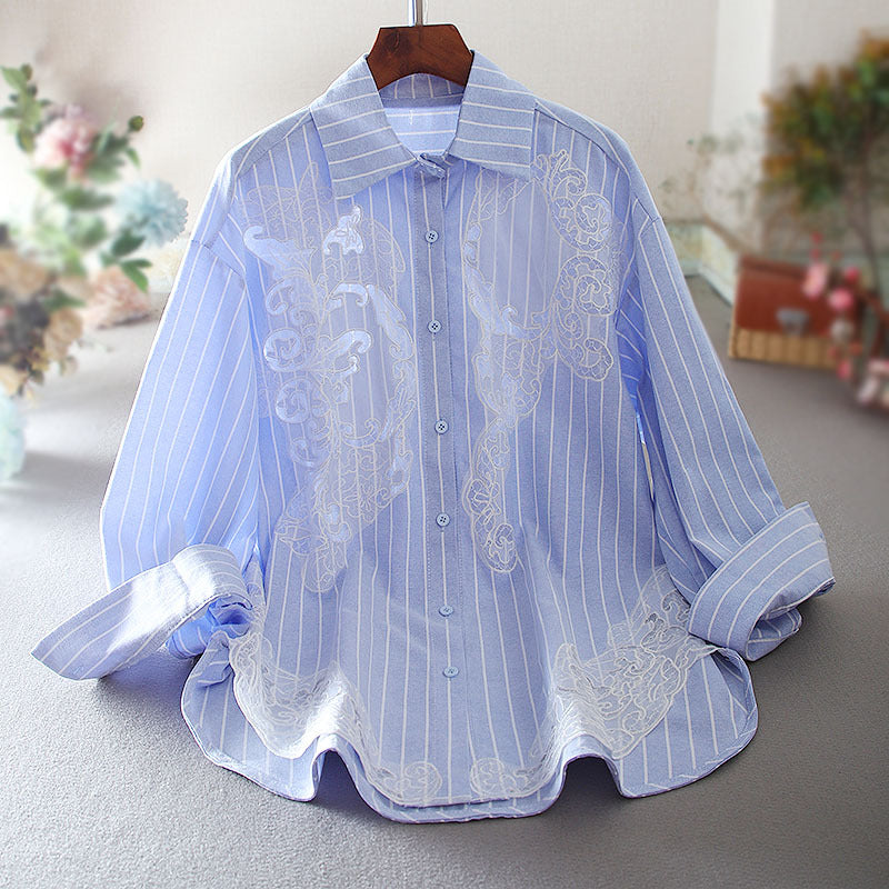 Sophia | Oversized Långärmad Tröja i Hålad Mesh med Broderi 1