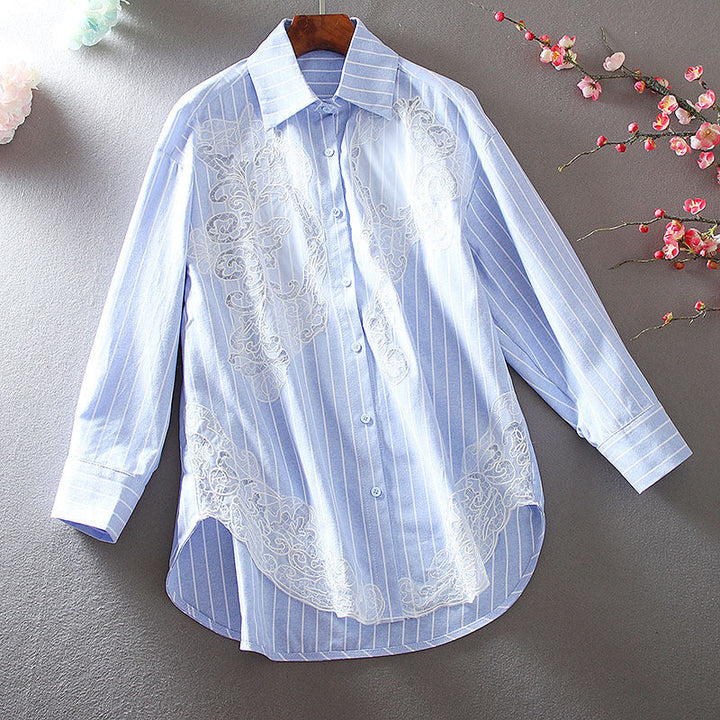 Sophia | Oversized Långärmad Tröja i Hålad Mesh med Broderi 2
