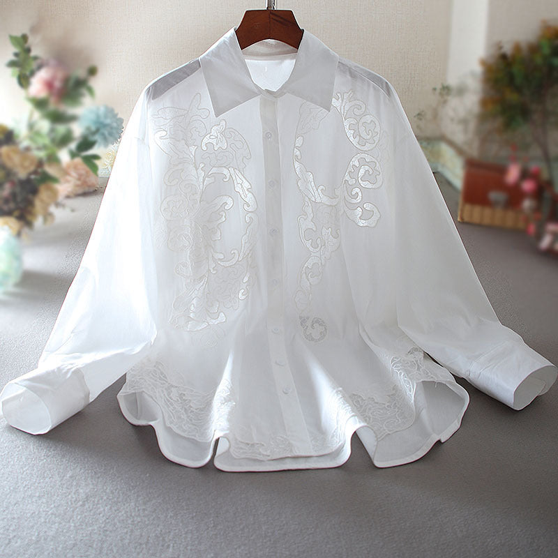 Sophia | Oversized Långärmad Tröja i Hålad Mesh med Broderi 3