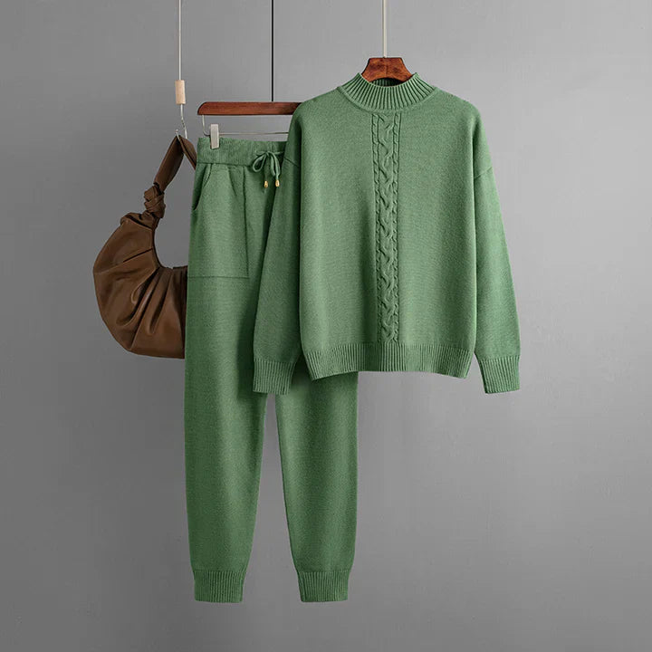 Sophia | Ribbed Winter Set with High Collar and Long Pants 0