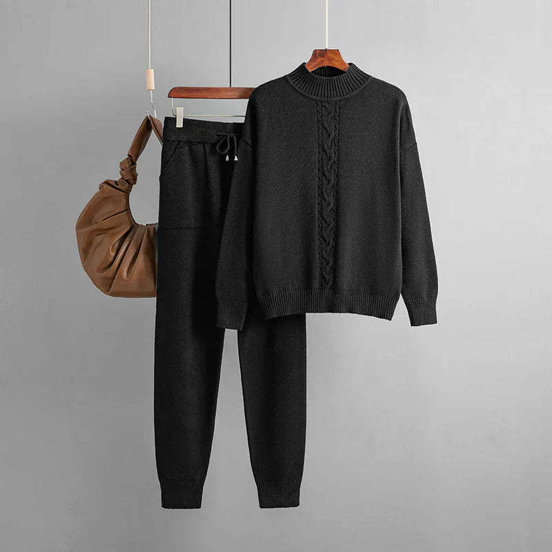 Sophia | Ribbed Winter Set with High Collar and Long Pants 4