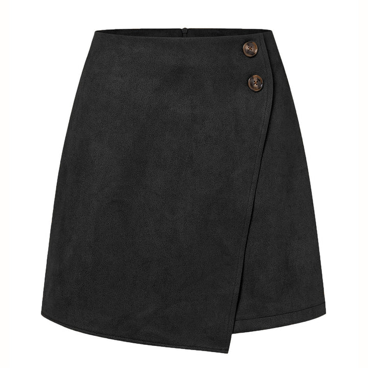Sophia | Svart Kort Jeanskjol med Asymmetrisk Fåll 8