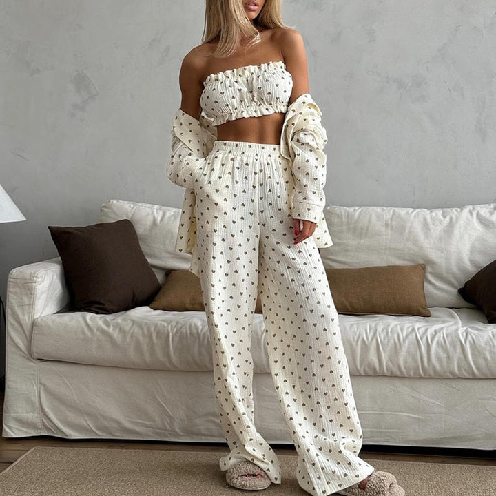 Sophie | Bekväm Långärmad Pyjamas med Hjärttryck 2