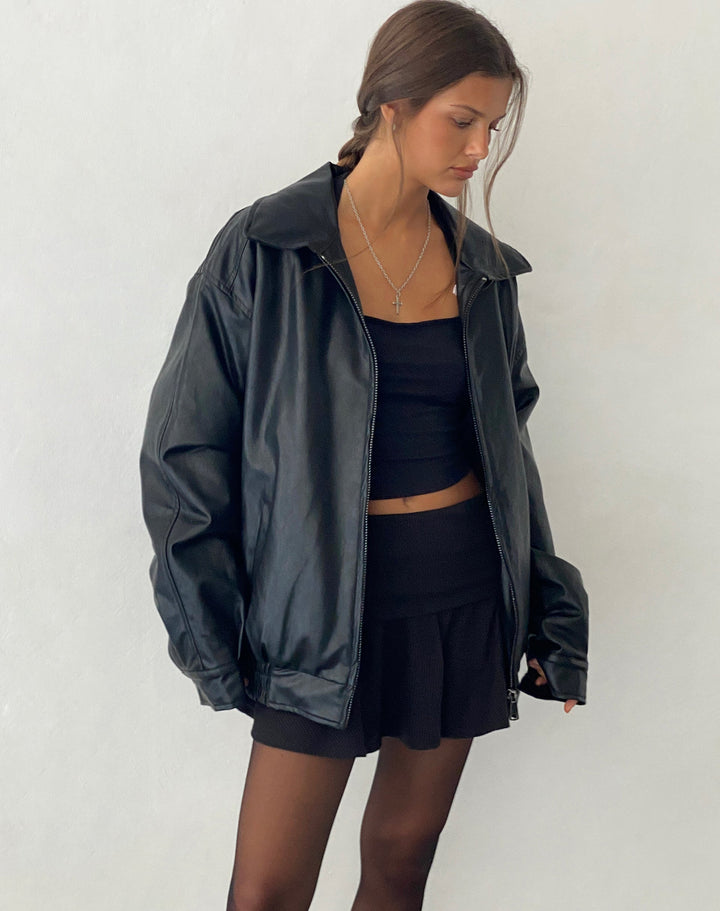 Sophie | Boxig Svart Oversized Kavaj med Slagkrage 2