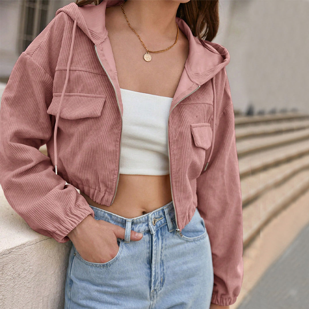 Sophie | Cropped Manchesterjacka Med Huva För Höststil 0
