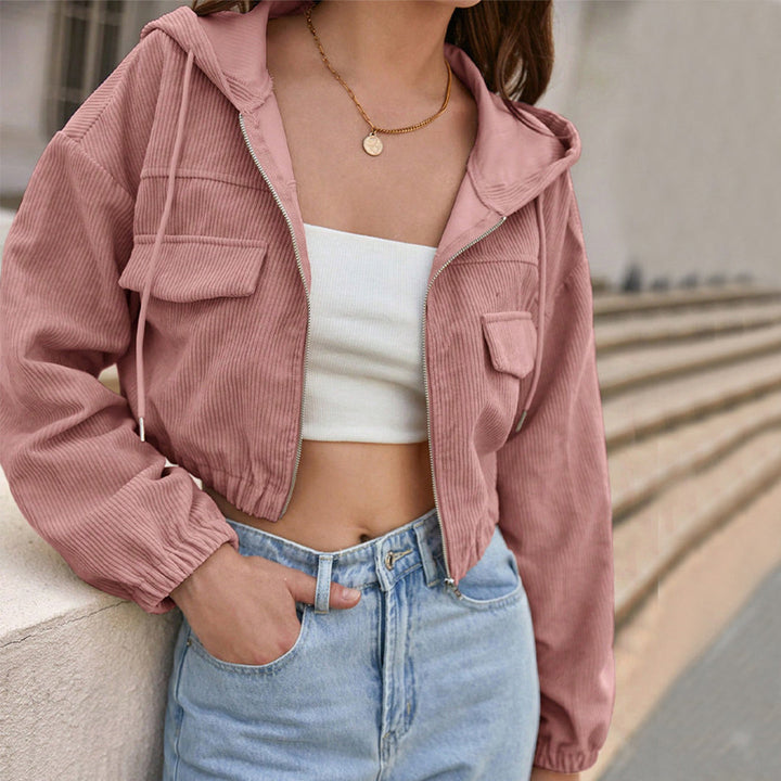 Sophie | Cropped Manchesterjacka Med Huva För Höststil 0