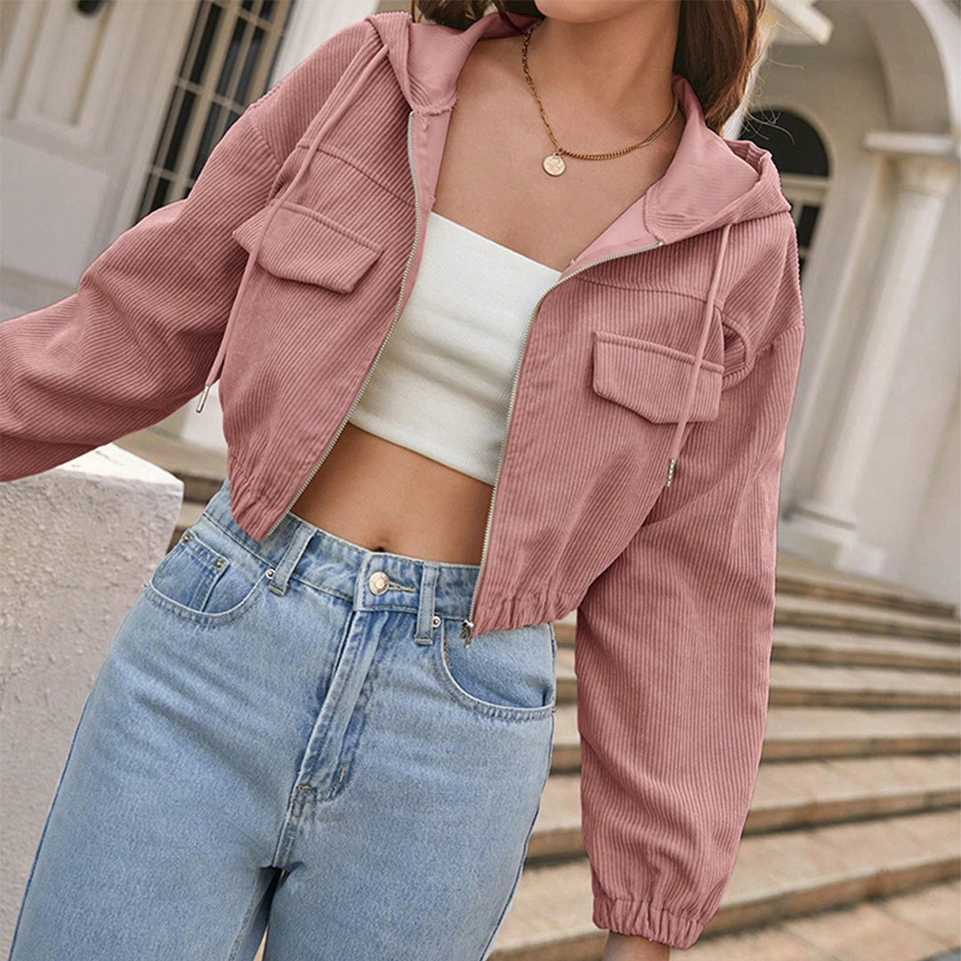 Sophie | Cropped Manchesterjacka Med Huva För Höststil 1