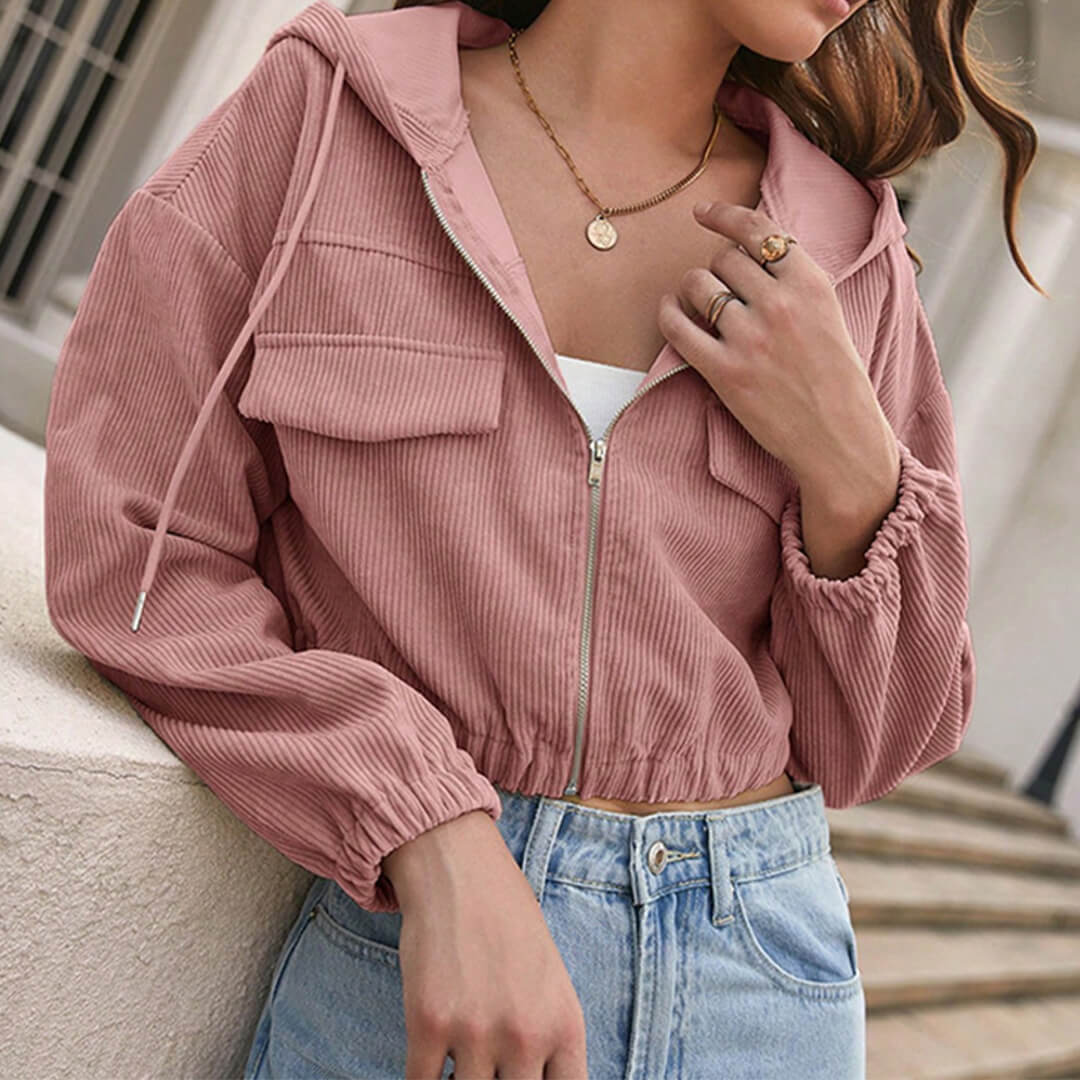 Sophie | Cropped Manchesterjacka Med Huva För Höststil 2