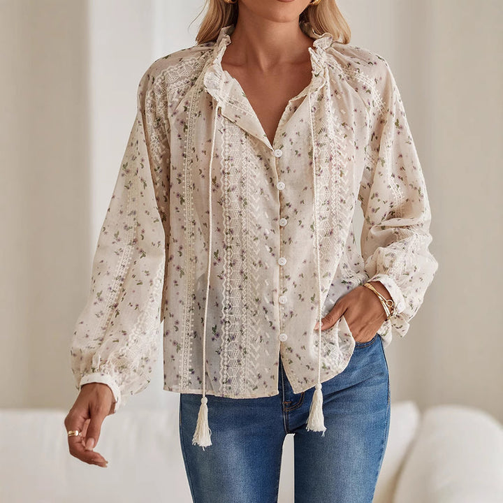 Sophie | Elegant Blommig Långärmad Blus för Dam 2