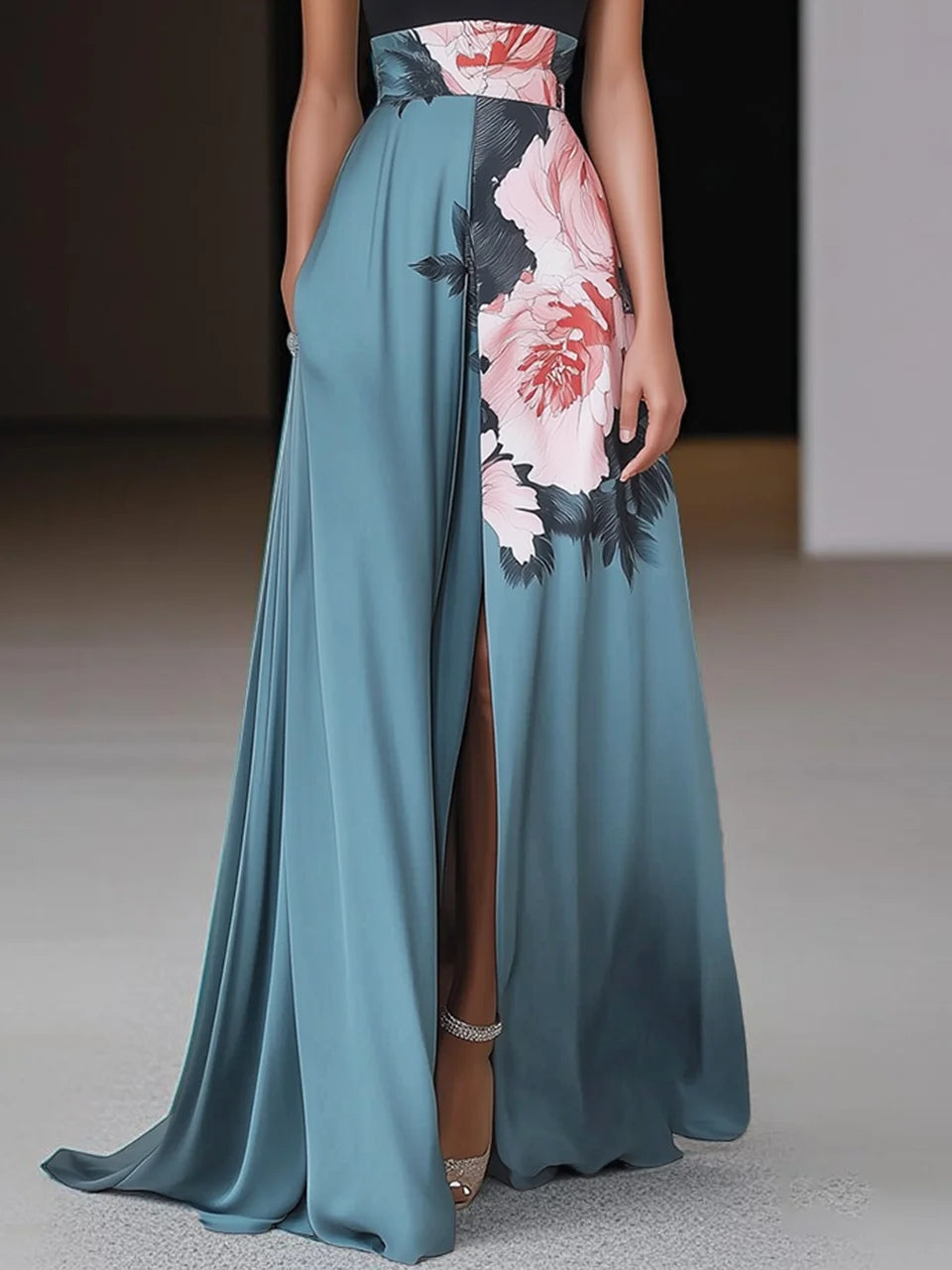 Sophie | Elegant Blommig Maxiklänning Dam med Slits 2