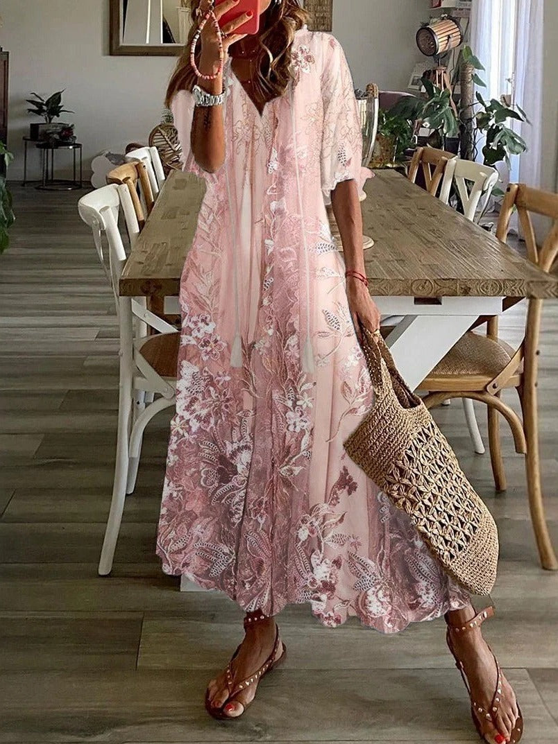 Sophie | Elegant Blommig Maxiklänning Dam med Spets 0