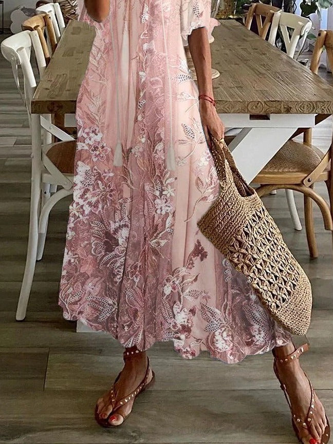 Sophie | Elegant Blommig Maxiklänning Dam med Spets 1