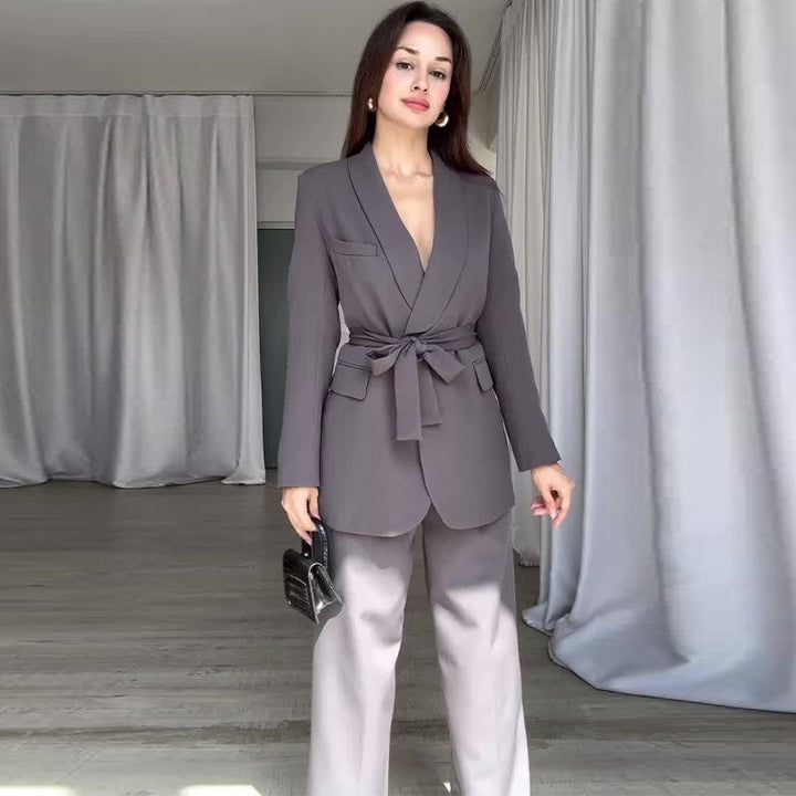 Sophie | Elegant Hög Midja Kostym Set Dam med Vida Ben 2