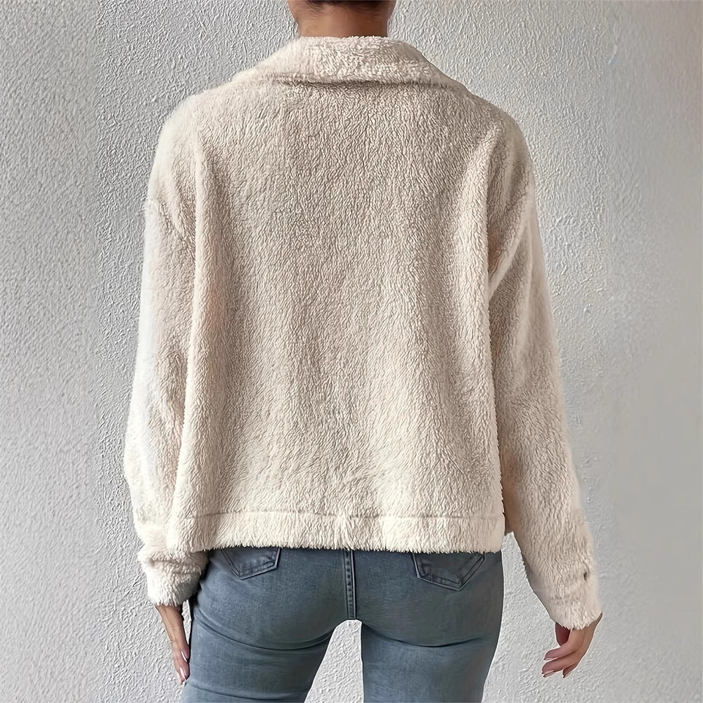 Sophie | Elegant Kort Höstkappa Med Sammetskrage för Damer 1