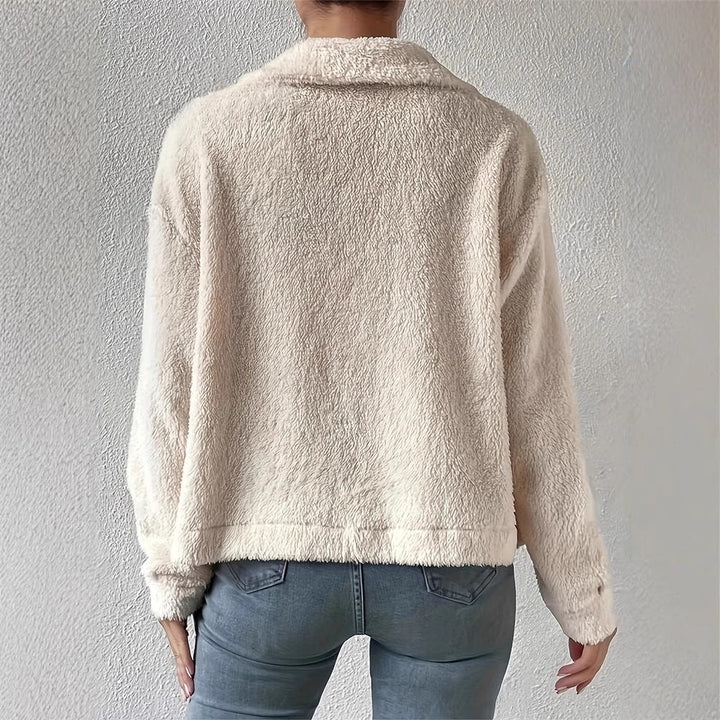 Sophie | Elegant Kort Höstkappa Med Sammetskrage för Damer 1