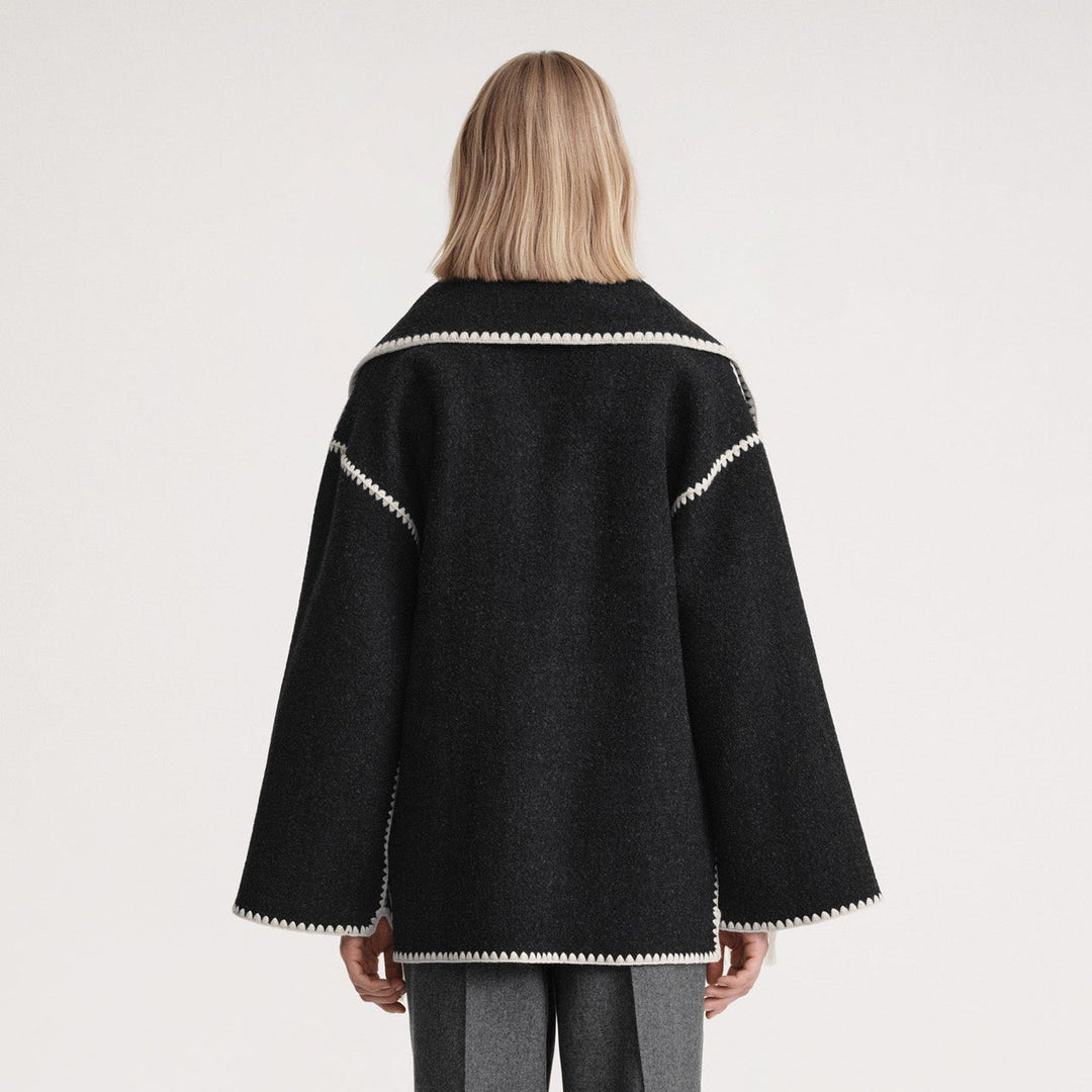Sophie | Elegant Lång Vinterkappa Dam Med Integrerad Halsduk 6