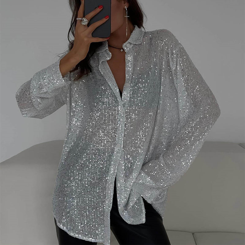 Sophie | Elegant Långärmad Skjorta med Paljetter för Hösten 1