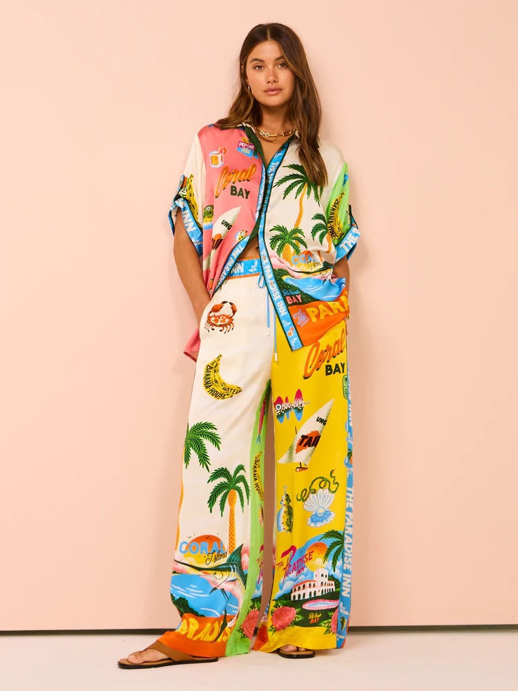 Sophie | Elegant Lätt Sommarset med Vida Byxor 0