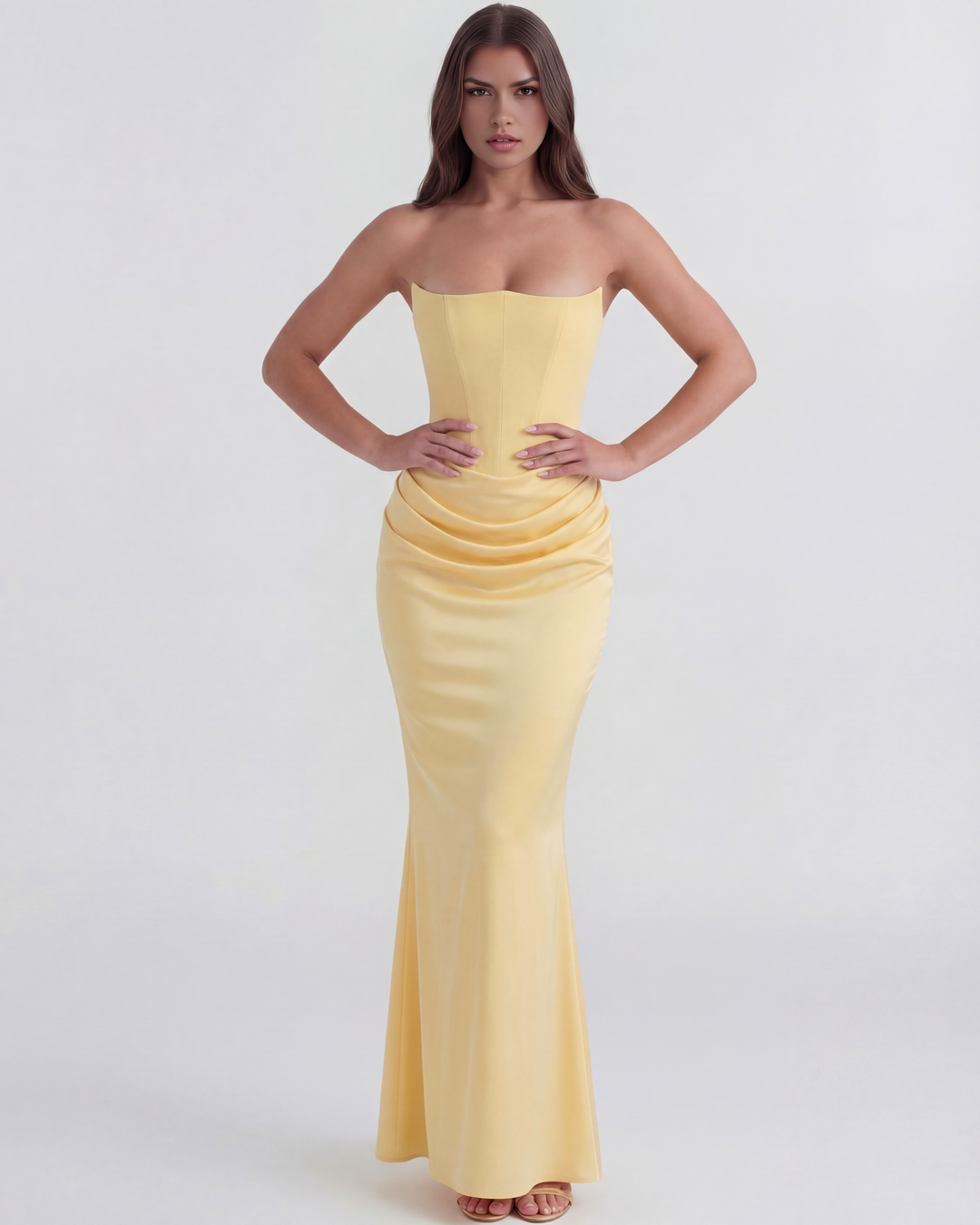 Sophie | Elegant Mjuk Gul Klänning 3