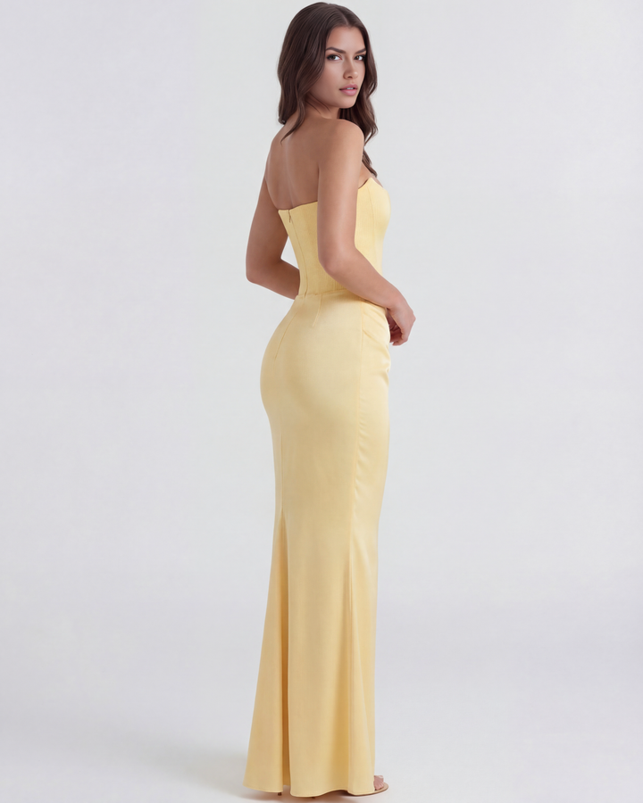 Sophie | Elegant Mjuk Gul Klänning 4