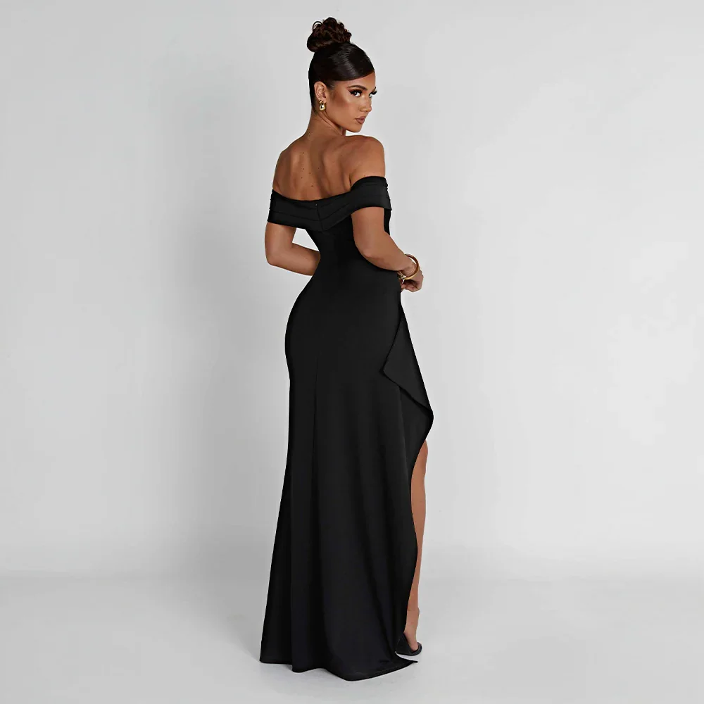 Sophie | Elegant Off Shoulder Maxiklänning för Dam med Hög Slits 2