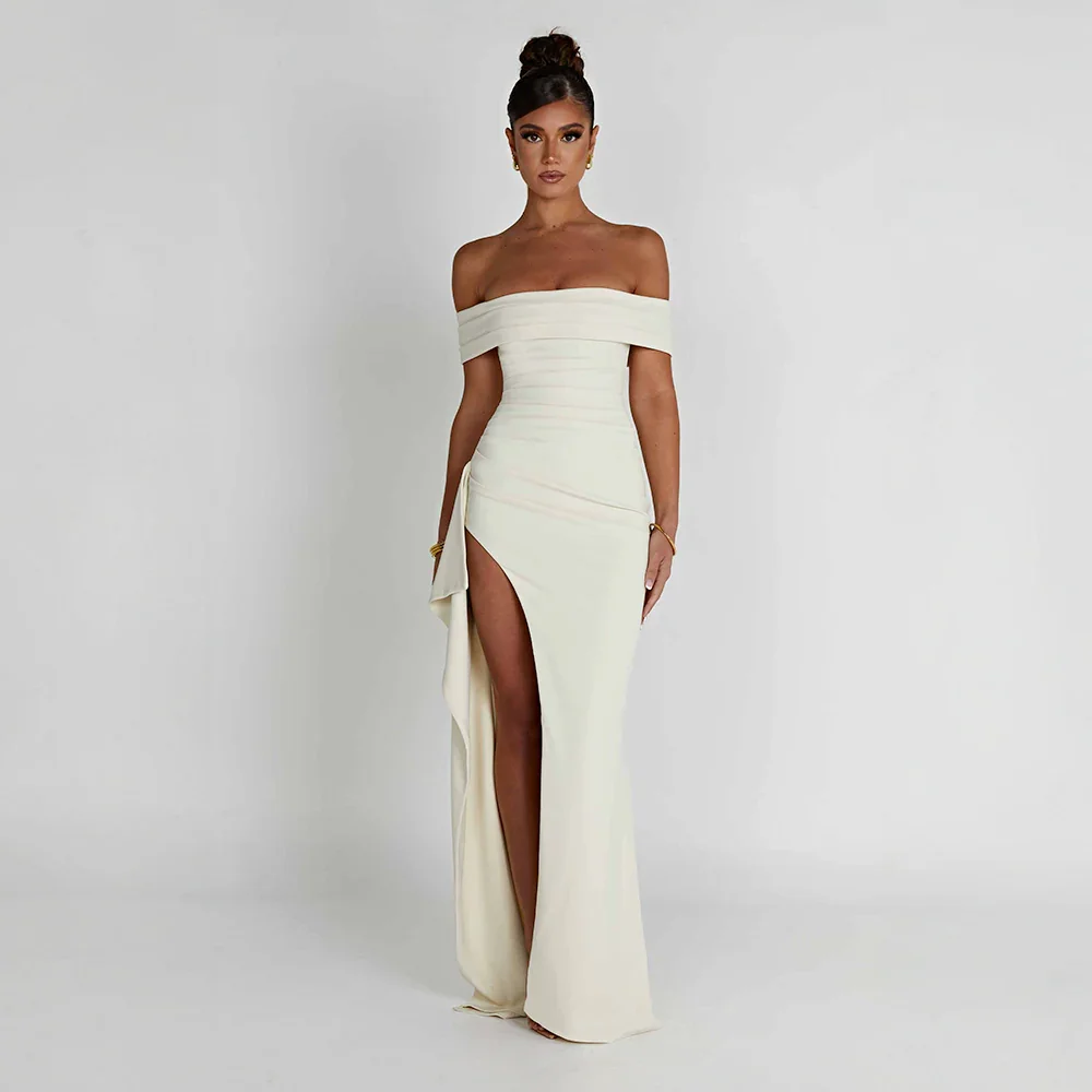 Sophie | Elegant Off Shoulder Maxiklänning för Dam med Hög Slits 3