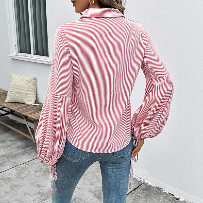 Sophie | Elegant Randig Långärmad Skjorta Med Lanternärmar 4