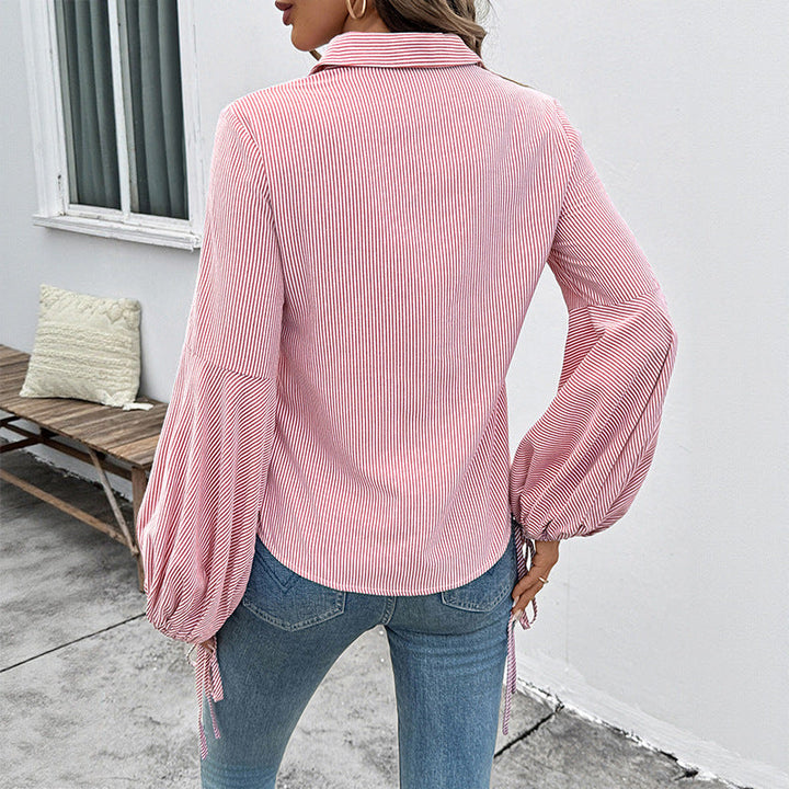 Sophie | Elegant Randig Långärmad Skjorta Med Lanternärmar 4