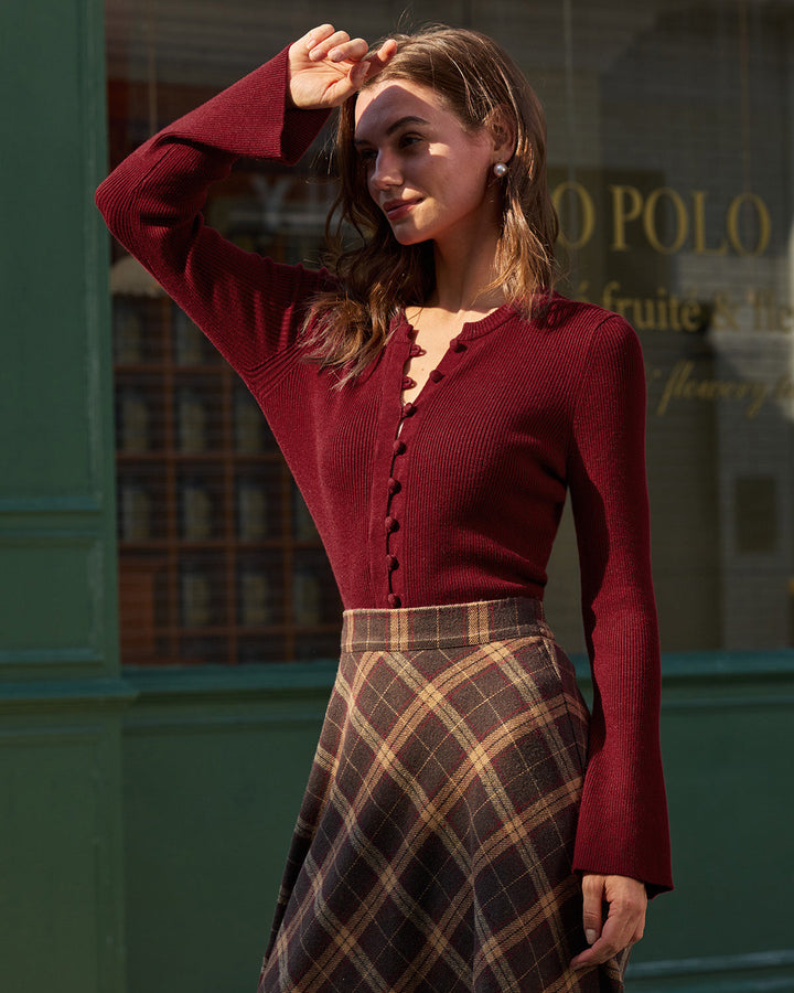 Sophie | Elegant Ribbad Topp med Trumpetärmar 1