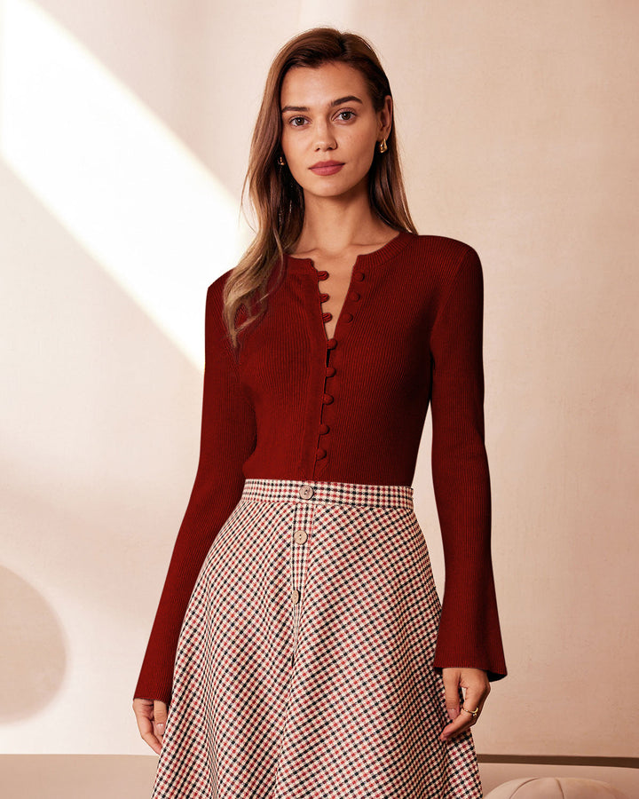 Sophie | Elegant Ribbad Topp med Trumpetärmar 4