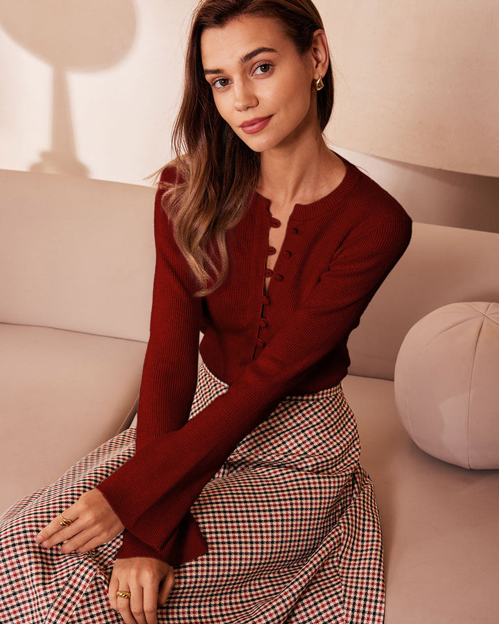 Sophie | Elegant Ribbad Topp med Trumpetärmar 6