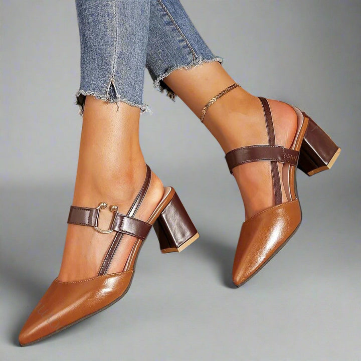 Sophie | Elegant Slingback Klackskor Dam med Blockklack och Stöd 0